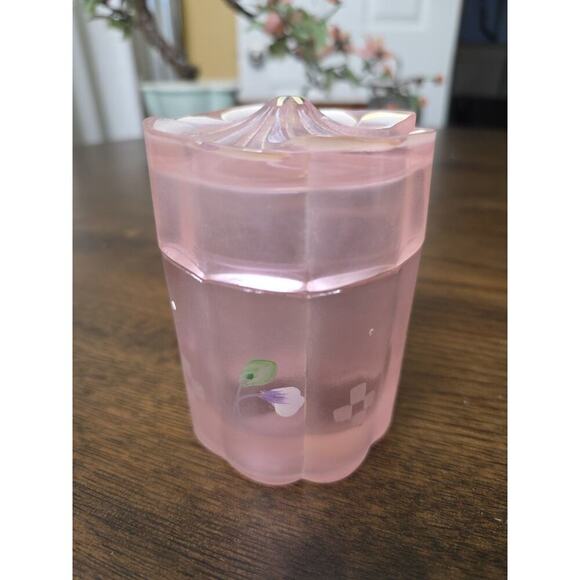 Fenton 3.5" Pink Satin Trinket Box Floral Design Handpainted In USA - Picture 5 of 16